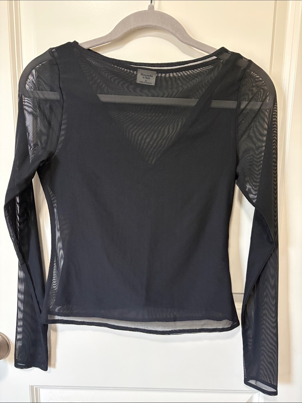 Abercrombie & Fitch Black Sheer Long-Sleeve Mesh Top